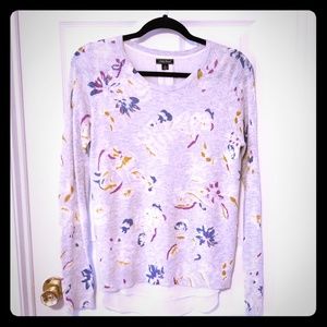 Lucky Brand Floral Sheer Hi Low Sweater